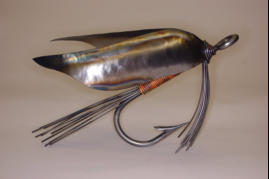 Metal Trout Fly sculpture