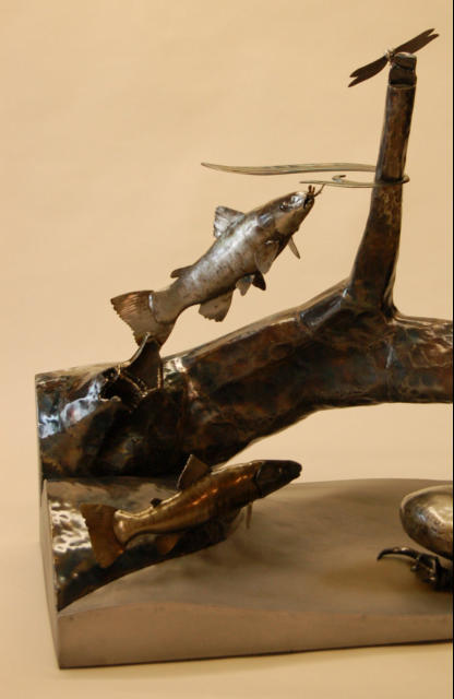 Metal Trout Sculpture, Wildlife Art, NC Wildlife Art